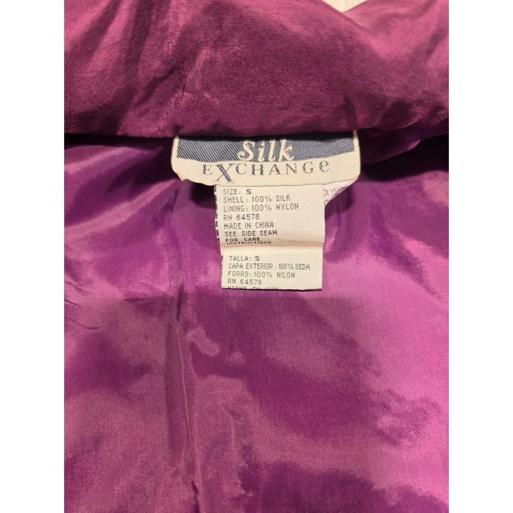 Silk Exchange Purple Quilted Silk Tracksuit Set Jacket Small Pants Medium